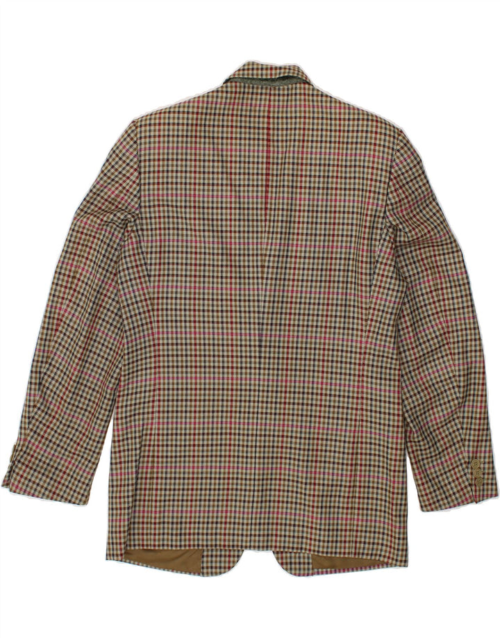 GILBERTO Mens 2 Button Blazer Jacket IT 50 Large Brown Check Virgin Wool Vintage Gilberto and Second-Hand Gilberto from Messina Hembry 