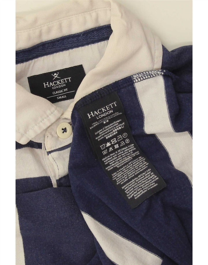 Hackett Herren-Langarm-Rugby-Poloshirt, Größe S, Marineblau gestreift
