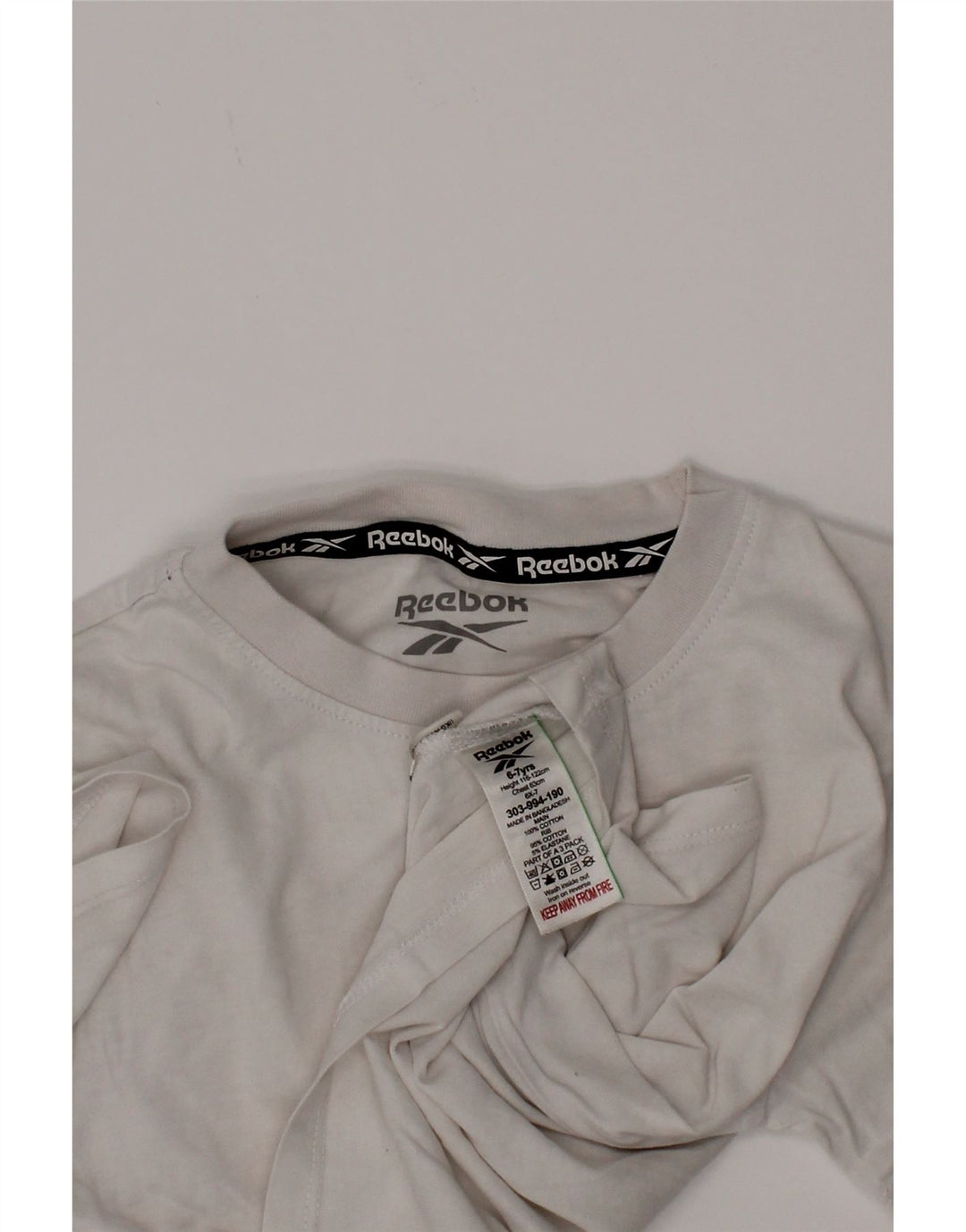 Reebok Jungen T-Shirt mit Grafik, 6–7 Jahre, weiße Baumwolle