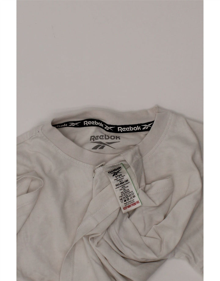 Reebok Jungen T-Shirt mit Grafik, 6–7 Jahre, weiße Baumwolle
