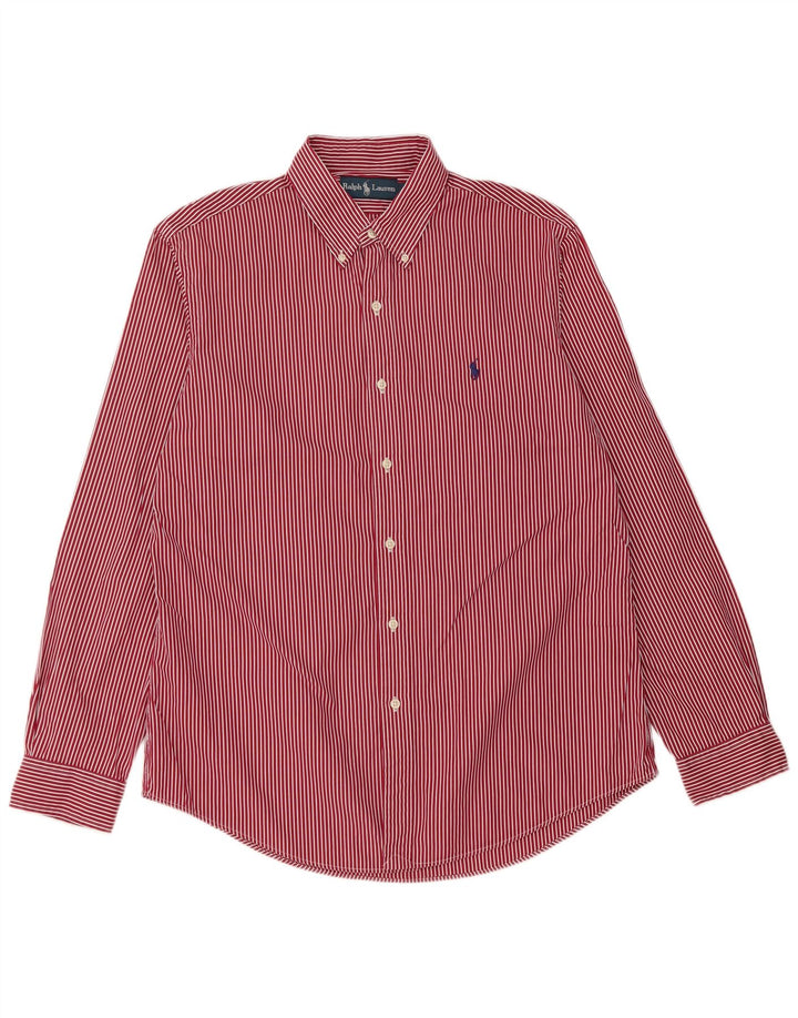 Ralph Lauren Herren-Hemd, groß, rot gestreift, Baumwolle