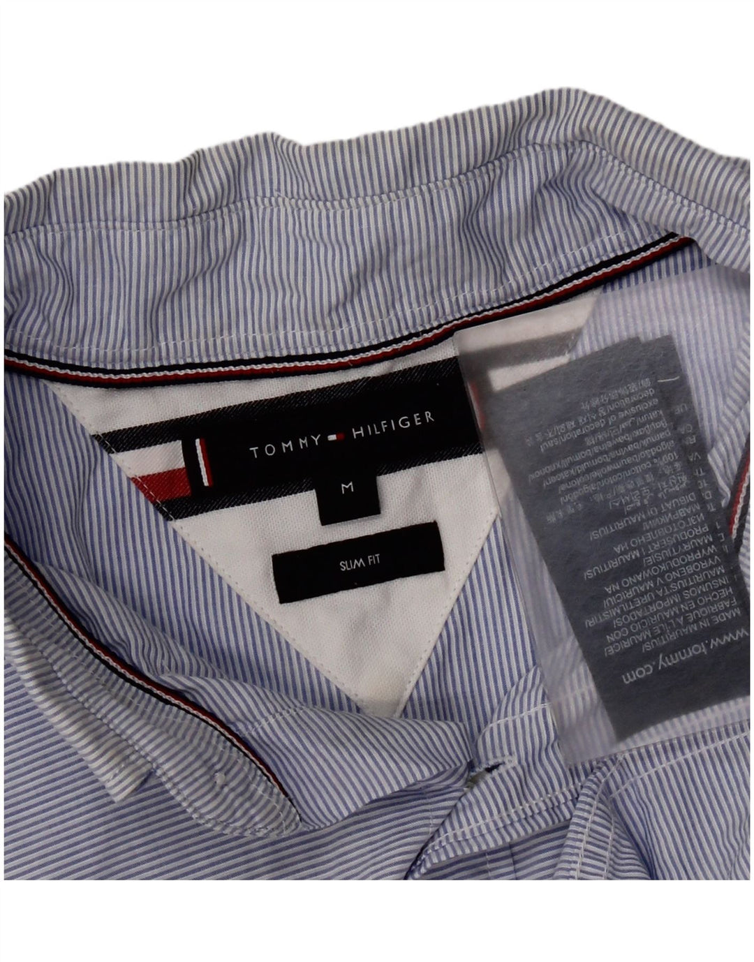 Tommy Hilfiger Herren Slim-Fit-Hemd aus mittelblauer Nadelstreifen-Baumwolle