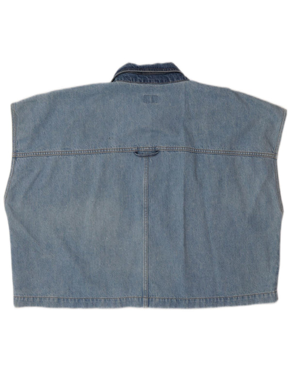 Mustang Womens Crop Denim Gilet UK 22 3XL Blaue Baumwolle