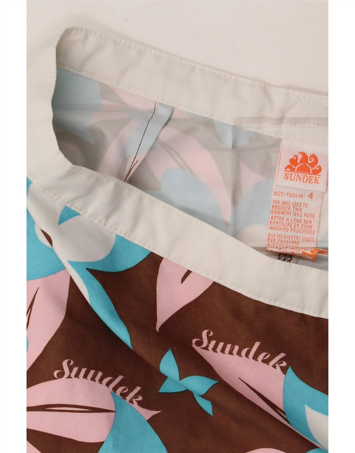 Sundek Herren-Badeshorts aus mittelbraunem, geblümtem Polyester