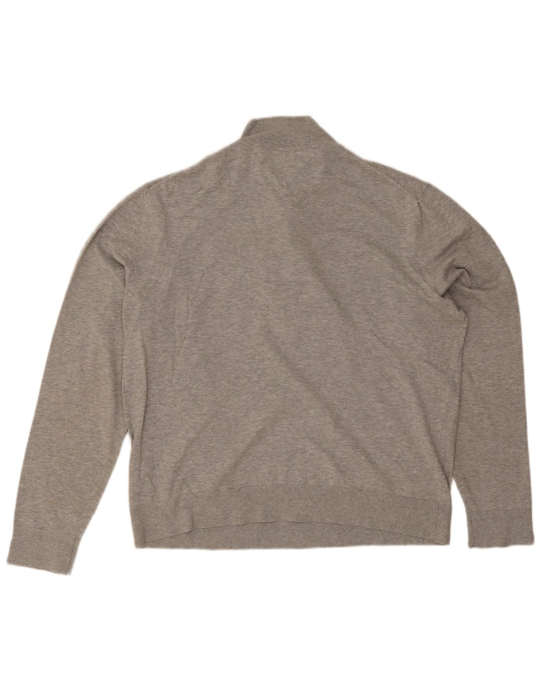 Tommy Hilfiger Herren-Pullover mit Knopfkragen, 2XL, graue Baumwolle