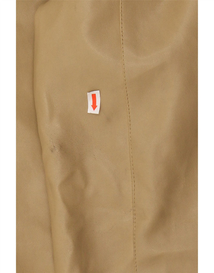VINTAGE Womens Faux Leather Bomber Jacket UK 14 Medium Beige PVC