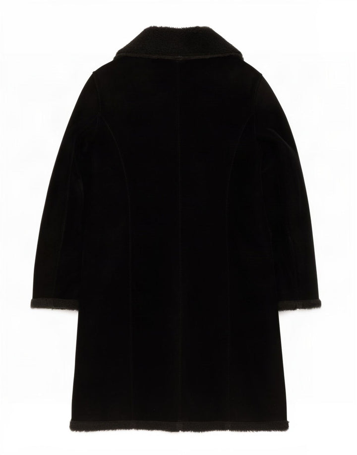 Sisley Damen Sherpa-Mantel UK 10 Small Schwarz Polyester