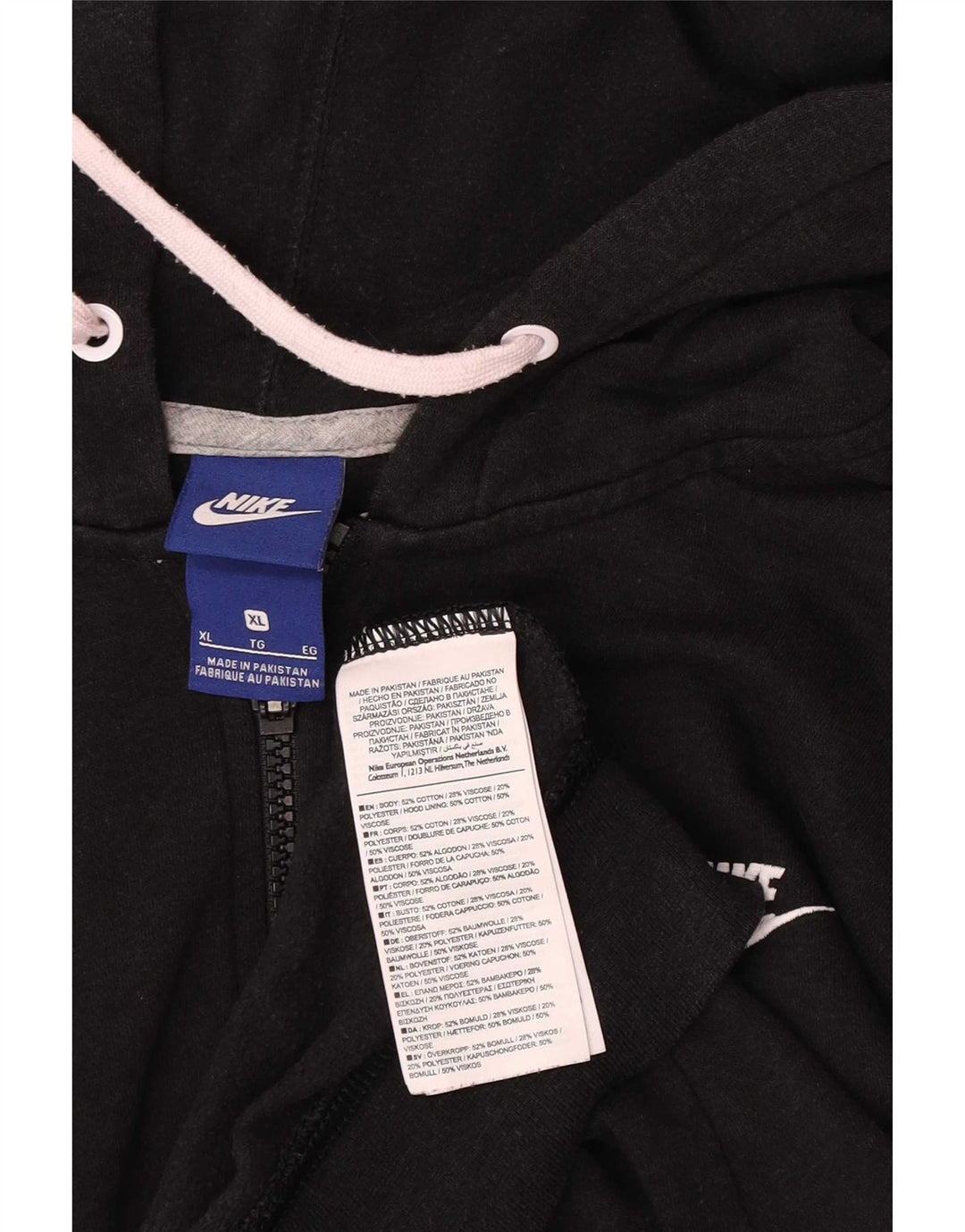 Nike Damen Zip Hoodie Pullover XL Schwarz Baumwolle
