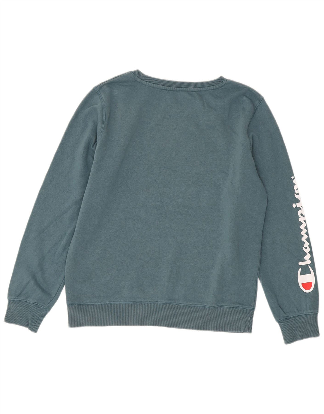 Champion Womens Graphic Sweatshirt Pullover UK 14 Mittelblaue Baumwolle