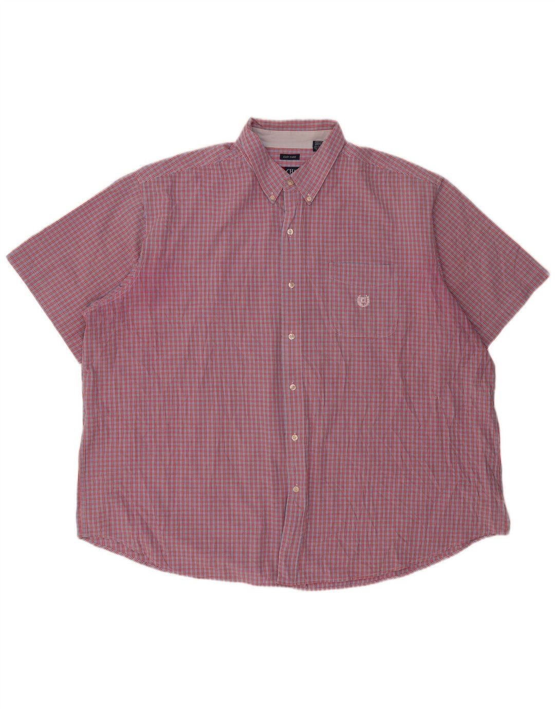 Chaps Herren-Hemd, pflegeleicht, kurzärmelig, 4XL, rot kariert, Baumwolle