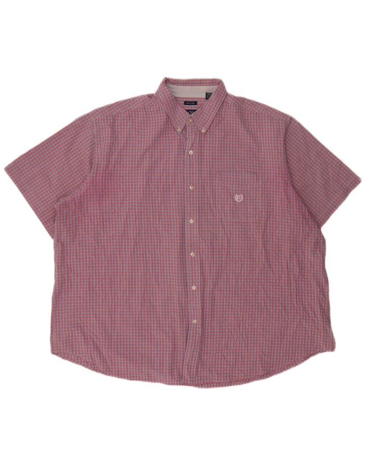 Chaps Herren-Hemd, pflegeleicht, kurzärmelig, 4XL, rot kariert, Baumwolle