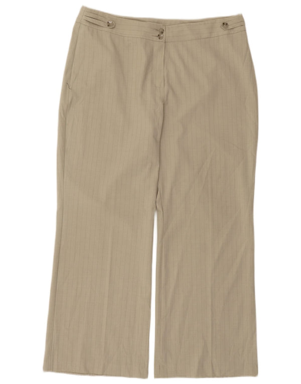 Marks & Spencer Womens Casual Trousers UK 16 Large W34 L28 Beige Pinstripe