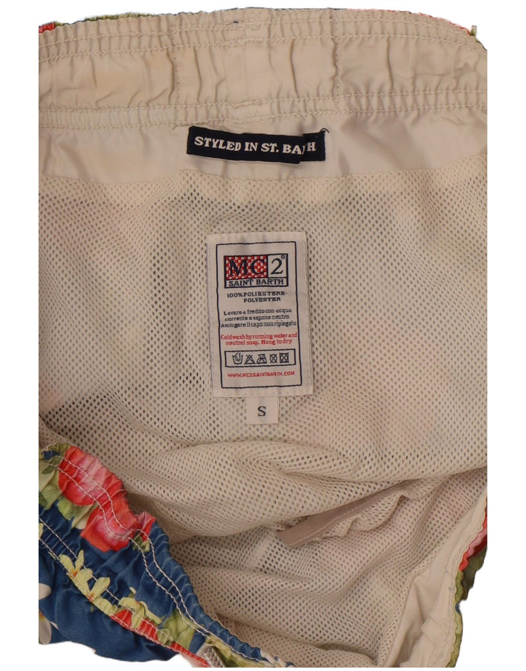 Saint Barth Herren-Badeshorts, klein, blau, geblümt, Polyester