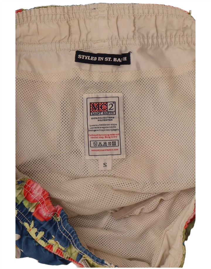 Saint Barth Herren-Badeshorts, klein, blau, geblümt, Polyester
