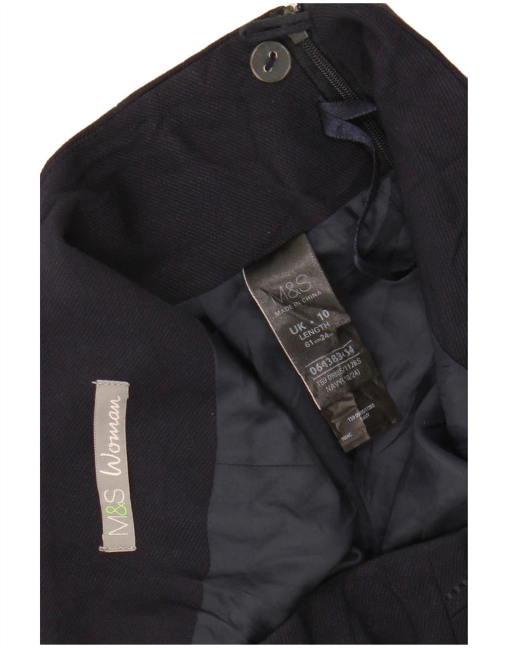 MARKS & SPENCER Gerader Damenrock UK 10 Small W30 Marineblaues Polyester