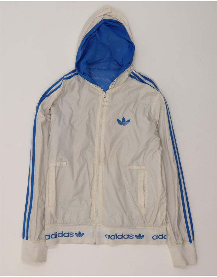 Adidas Herren Graphic Hooded Reversible Jacke UK 38 Mittelweiß Farbblock