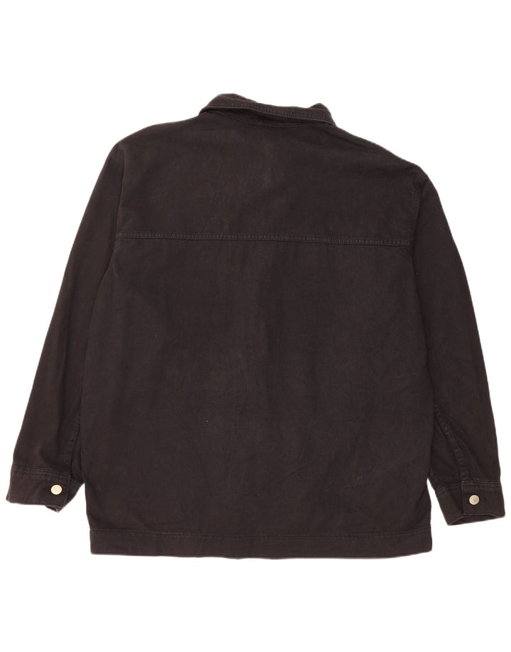 Topshop Damen Übergroße Jeansjacke UK 16 Large Schwarze Baumwolle