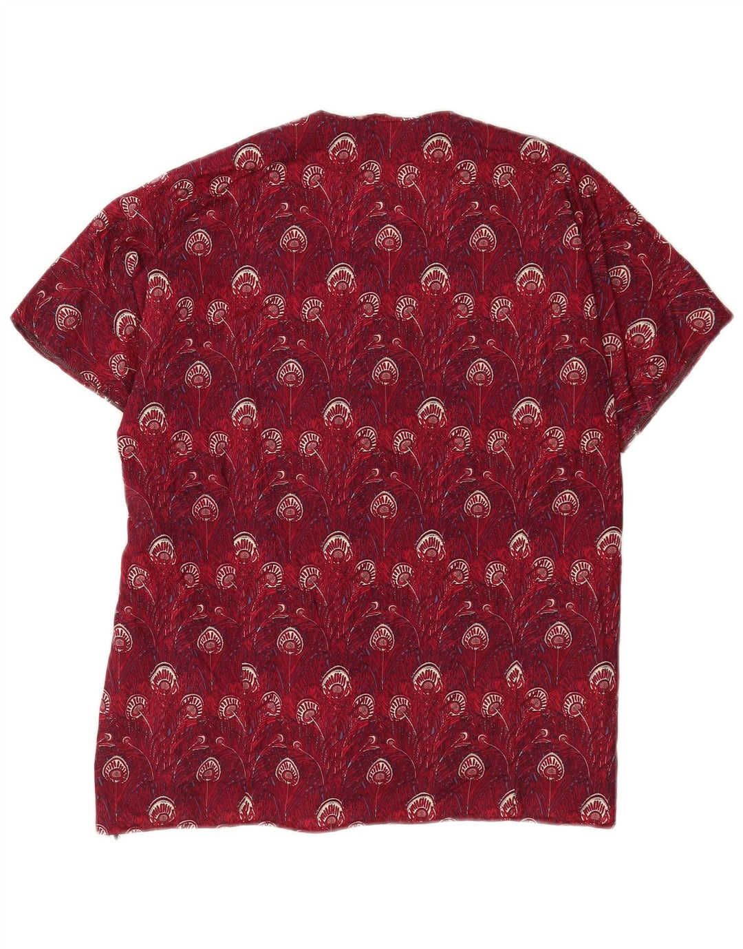 Vintage Damen Bluse mit abstraktem Muster UK 14 Large Burgund