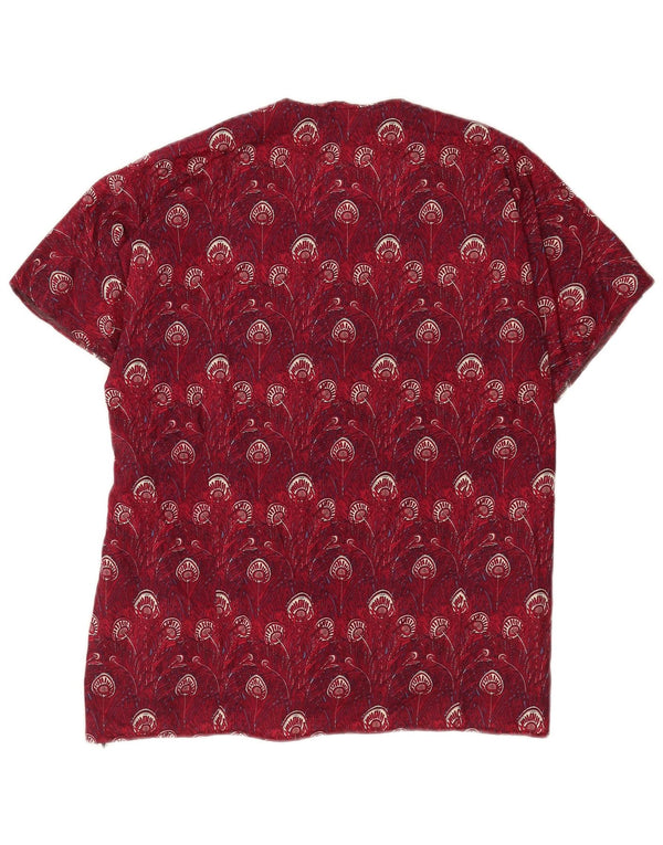 Vintage Damen Bluse mit abstraktem Muster UK 14 Large Burgund