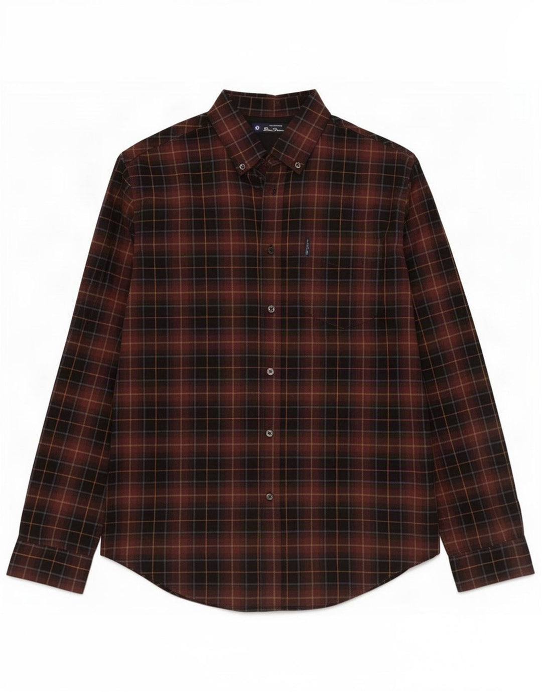 Ben Sherman Herrenhemd aus mittelbraun karierter Baumwolle