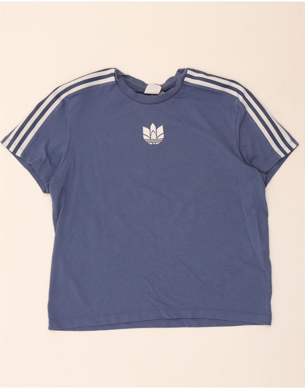 Adidas Damen Graphic T-Shirt Top UK 14 Mittelblaue Baumwolle