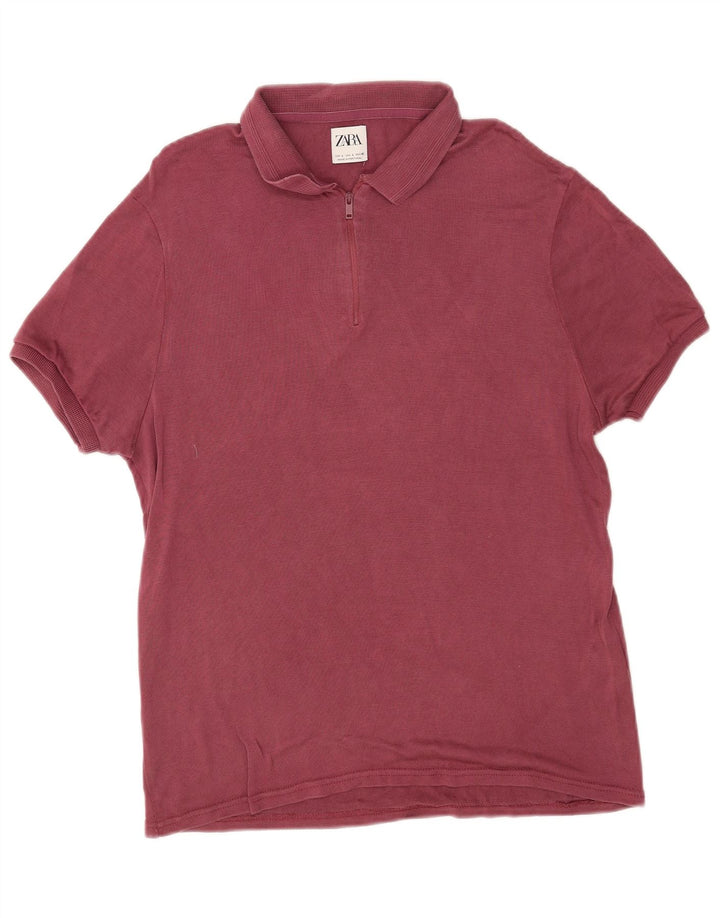 Zara Herren-Poloshirt, großes Burgunderrot, Lyocell