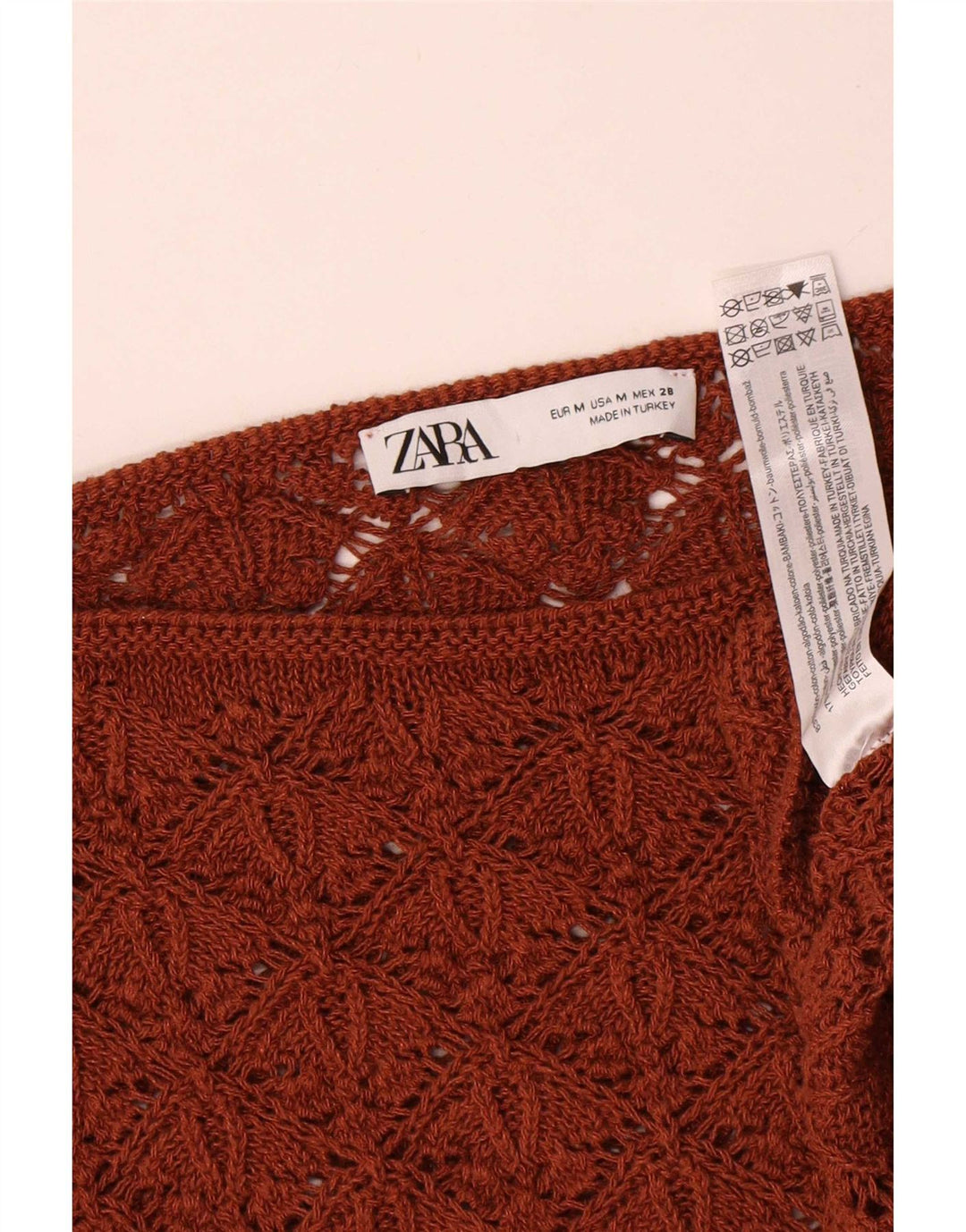Zara Damen-Pullover, übergroß, bauchfrei, U-Boot-Ausschnitt, Gr. 14, Mittelbraun