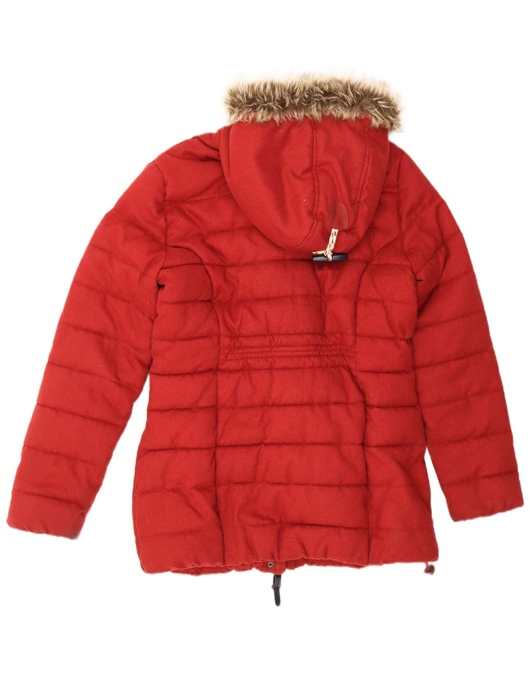 Superdry Wattierter Mantel mit Kapuze für Damen, UK 16, Größe L, Rot, Polyester