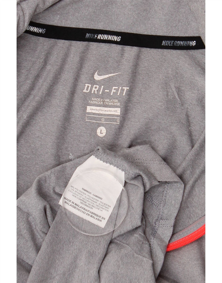 Nike Mens Dri Fit Pullover Pullover Tracksuit Top Large Grey Polyester