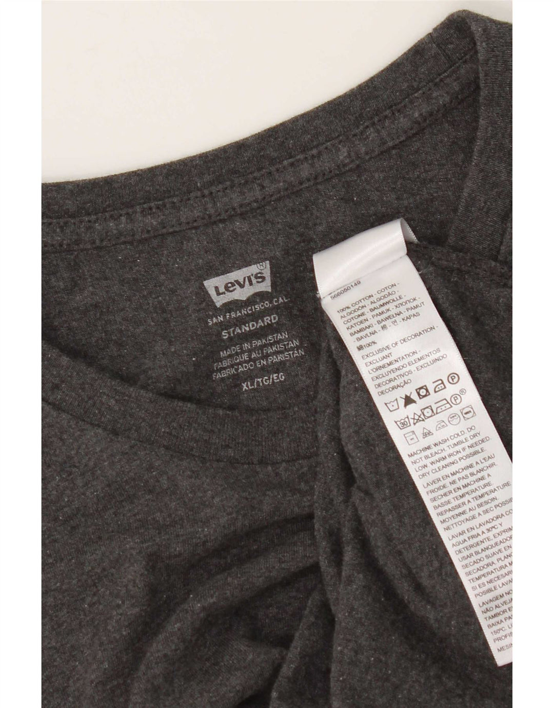Levi's Herren Standard T-Shirt Top XL Grau Baumwolle