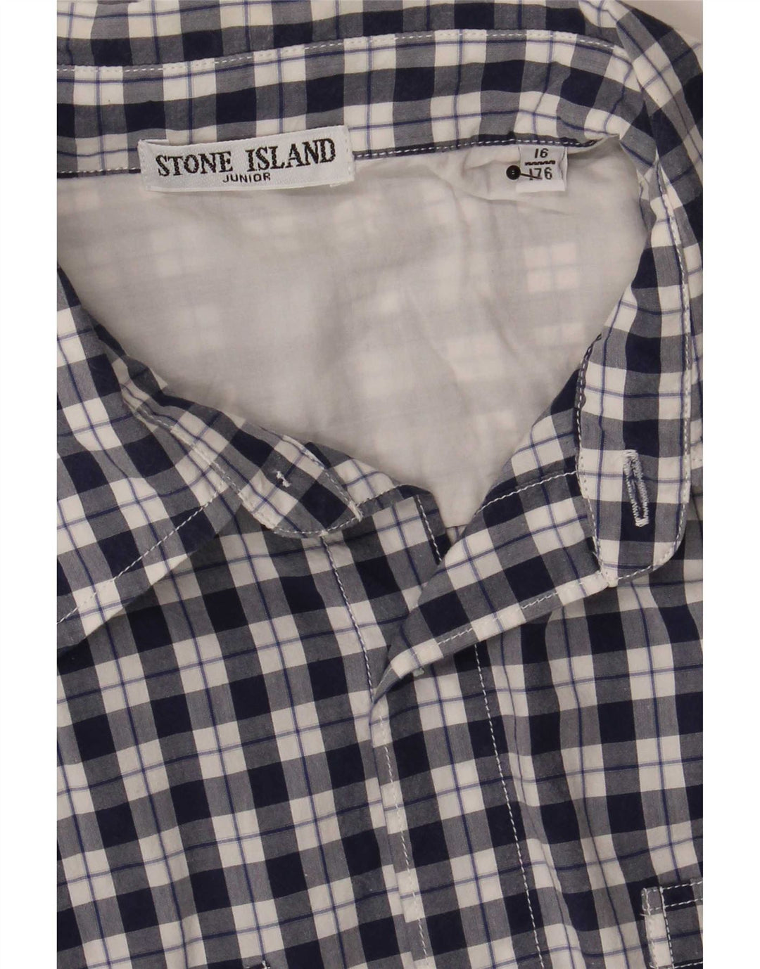 Kurzarmhemd für Jungen von Stone Island, 15–16 Jahre, marineblau kariert