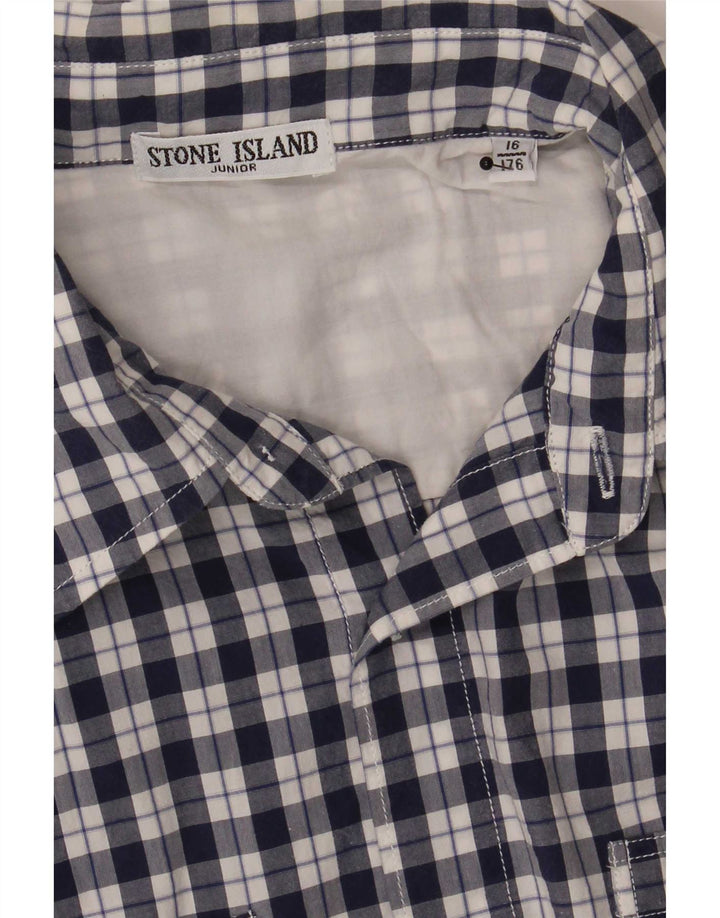 Kurzarmhemd für Jungen von Stone Island, 15–16 Jahre, marineblau kariert