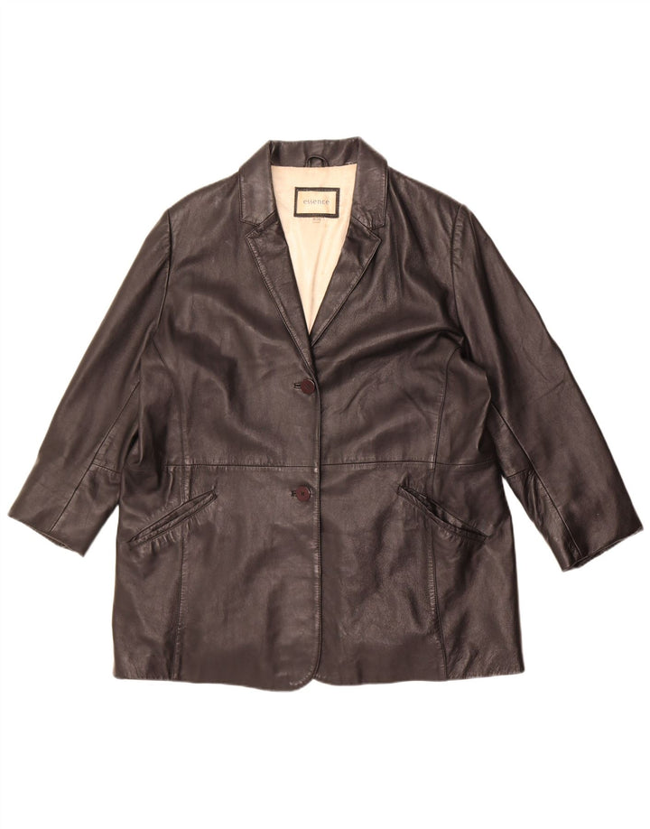 Essence Damen Übergroße Lederjacke UK 18/20 XL Schwarzes Leder