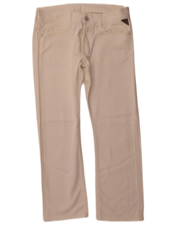 Gerade Jeans für Damen von REPLAY, W33, L28, cremefarbene Baumwolle