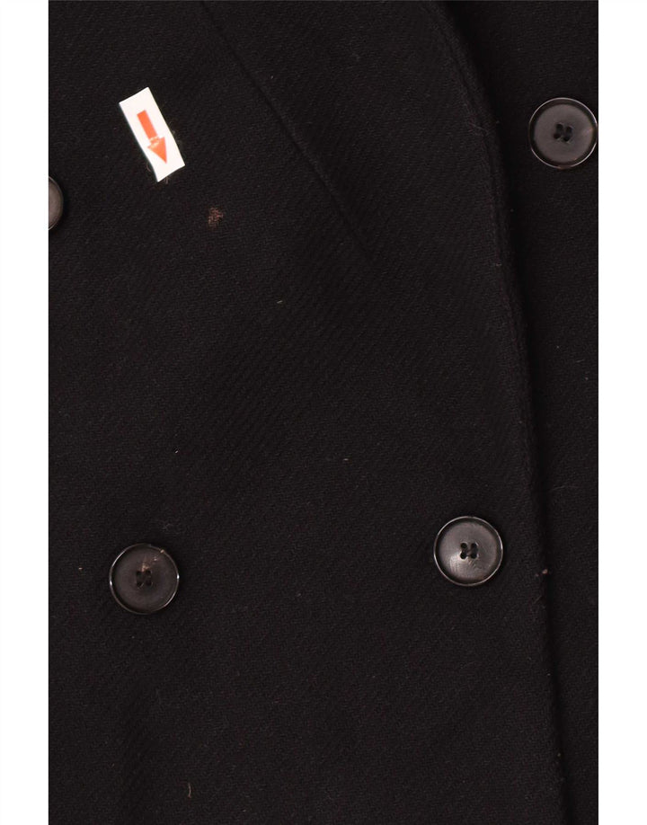 Zara Damen Zweireihiger Mantel UK 14 Mittelschwarze Wolle