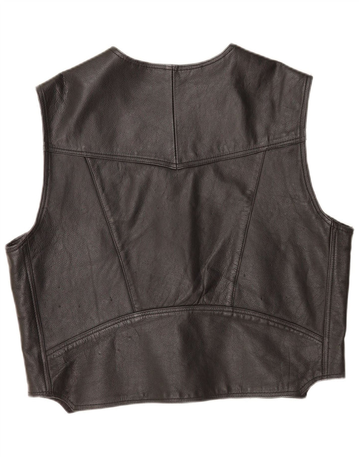 Vintage Herren Lederweste 2XL Schwarzes Leder