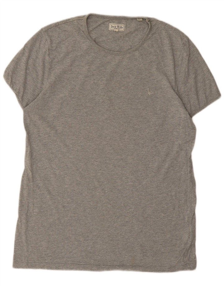 Jack Wills Herren-T-Shirt-Oberteil aus mittelgrau gesprenkelter Baumwolle