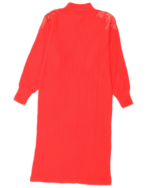 Nelly Bianco Damen Langarm-Pulloverkleid IT 48 XL Rot geblümtes Angora