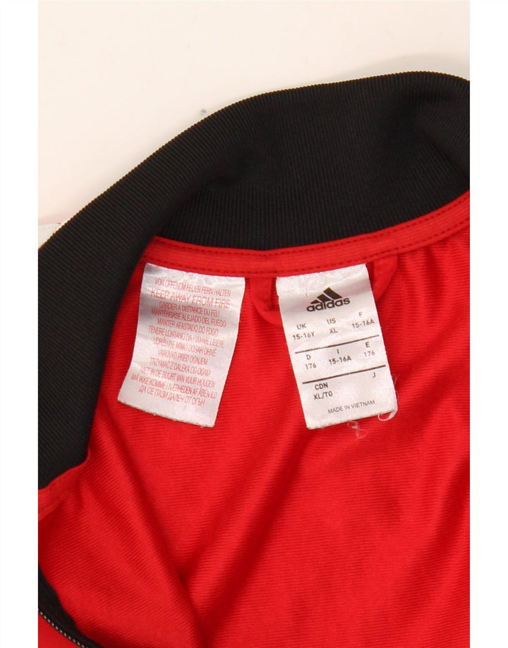 ADIDAS Jungen-Trainingsanzug-Top-Jacke, 15–16 Jahre, rotes Farbblockdesign