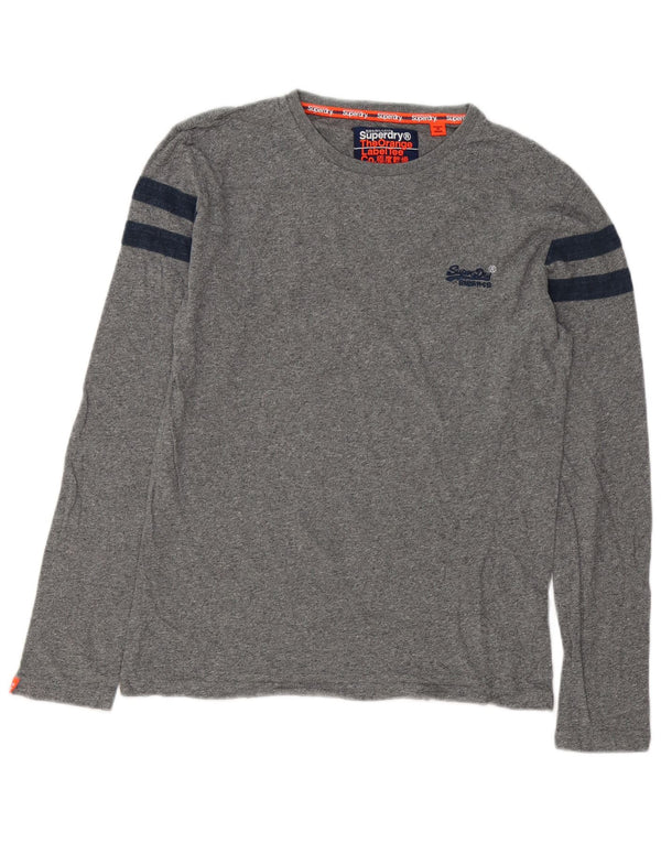 Superdry Mens Top Long Sleeve Small Grey Flecked Cotton