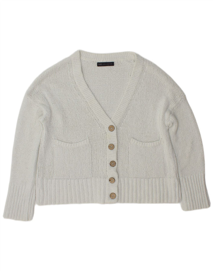 Marks & Spencer Damen-Cardigan-Pullover UK 14 Mittelweiße Baumwolle