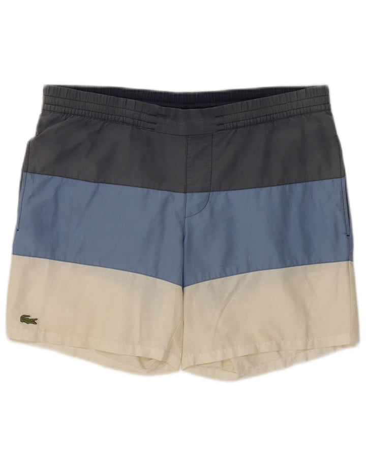 Lacoste Herren-Badeshorts, mittelgroß, mehrfarbig, Colourblock-Baumwolle