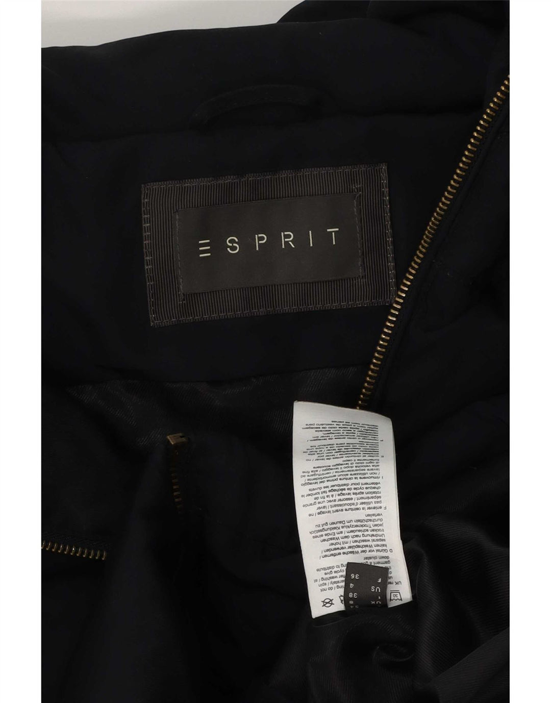 Esprit Damen-Jacke mit Kapuze, gepolstert, UK 8, Größe S, Marineblau, Polyester