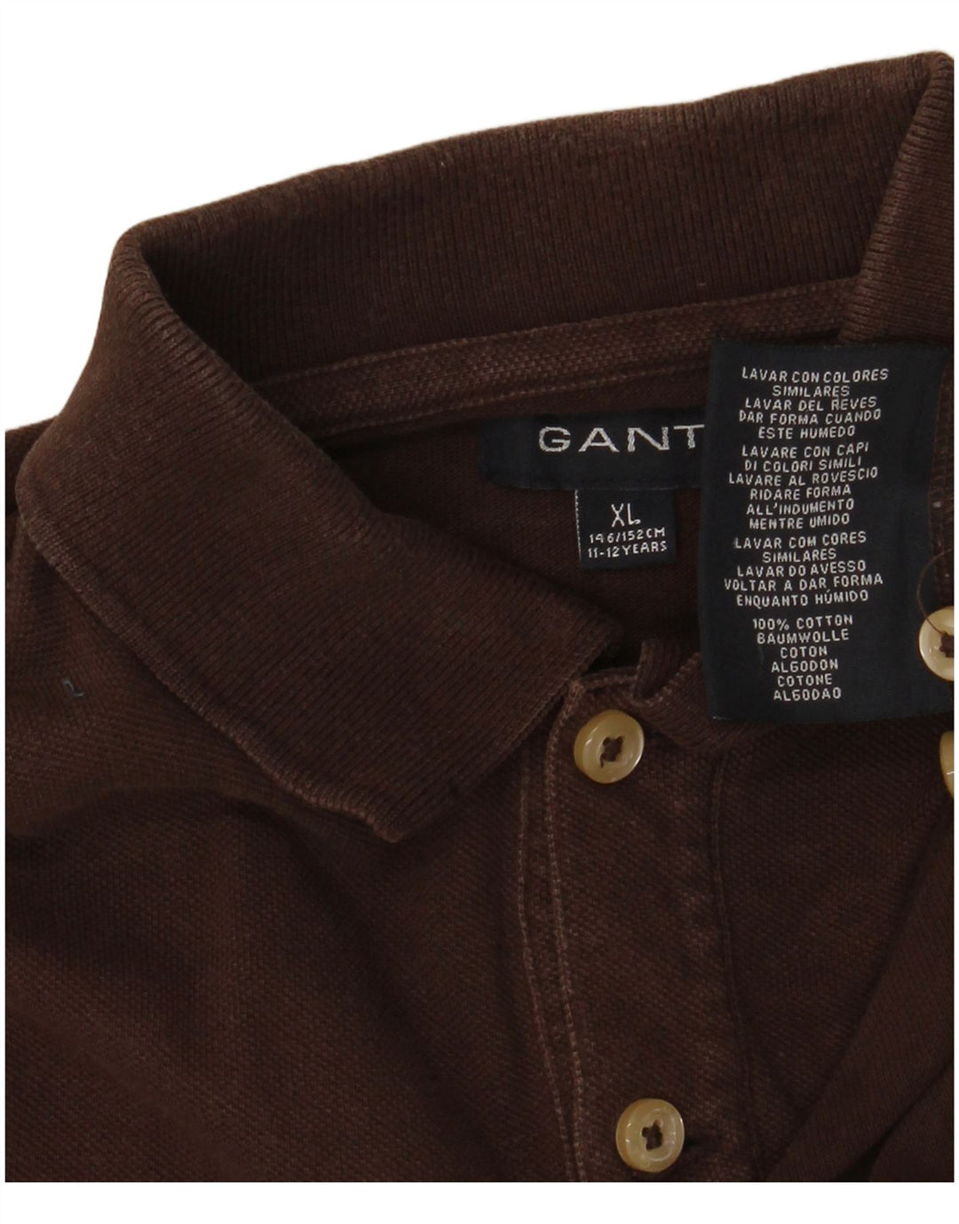 GANT Langarm-Poloshirt für Jungen, 11–12 Jahre, XL, braune Baumwolle