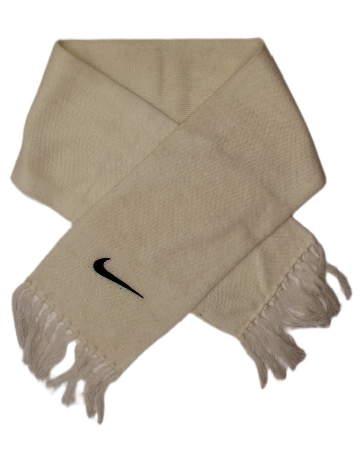 NIKE Womens Graphic Knit Rectangle Scarf One Size Off White Acrylic