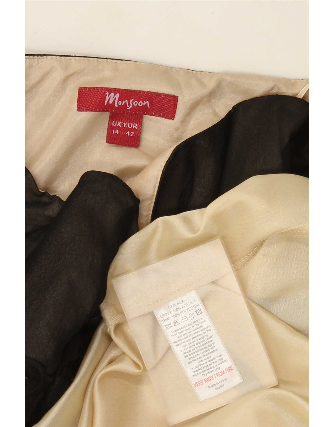 Trägerloses Kleid für Damen von Monsoon, Gr. 44, Größe L, aus schwarzer Seide