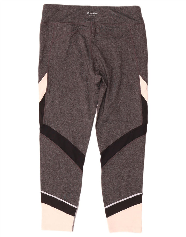 Calvin Klein Damen Leggings UK 16 Large Grau Colourblock