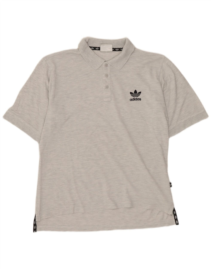 ADIDAS Herren Poloshirt UK 42/44 Große grau gefleckte Baumwolle