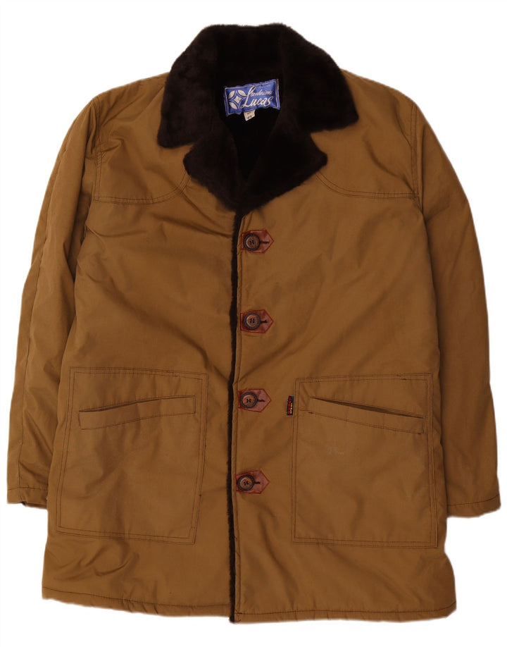 Vintage Herren Sherpa Mantel IT 52 XL Braune Baumwolle
