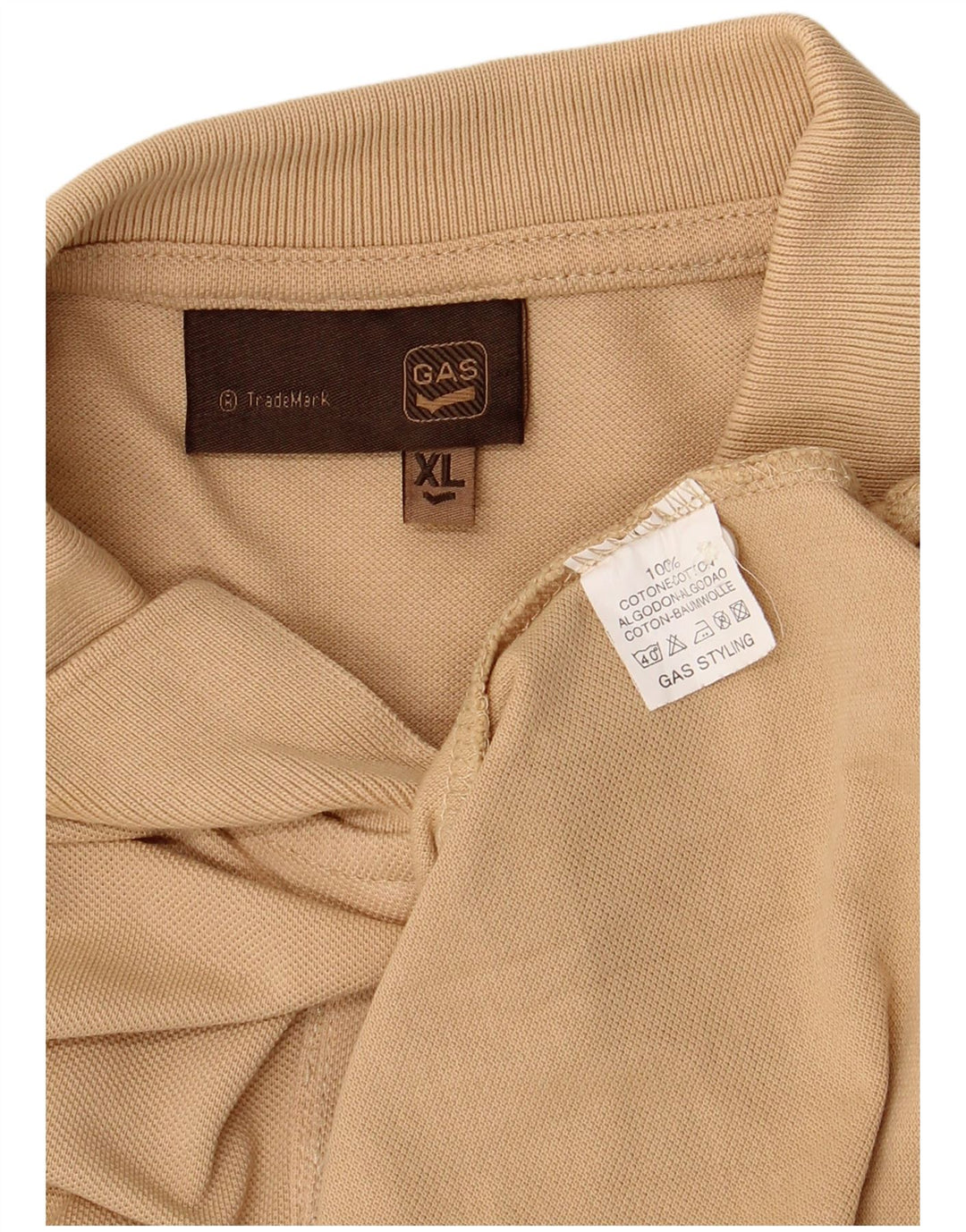 GAS Herren Poloshirt XL Beige Baumwolle